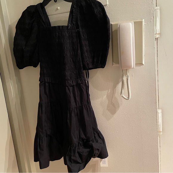 NWT Sea New York Sloane Puff Sleeve Smocked Dress in Black Size Small $375 - Picture 8 of 8